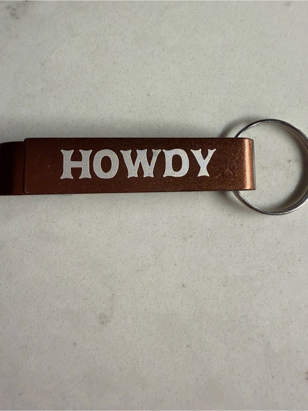 Howdy Metallic Brown Keychain Bottle Opener - party favors, western accessories